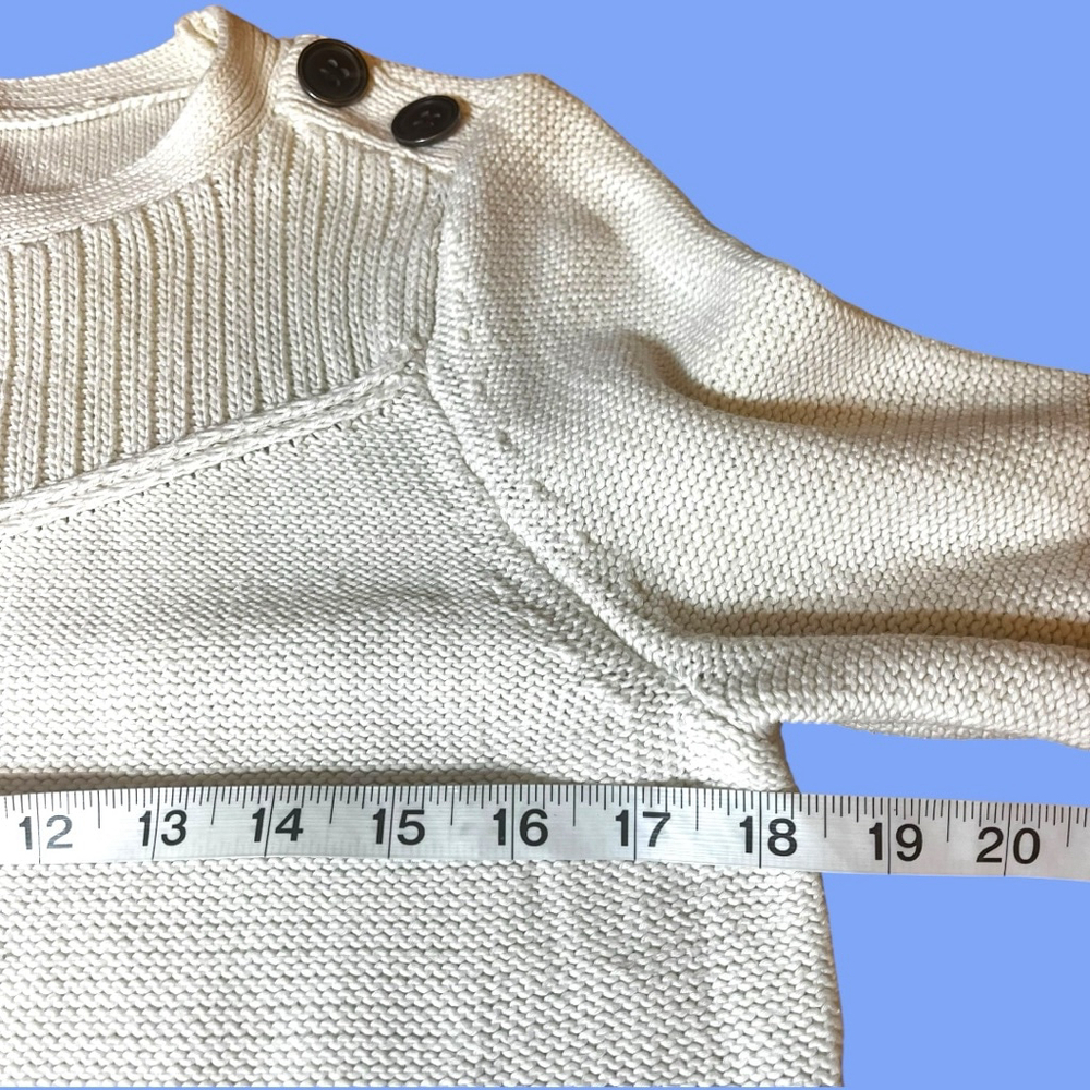 Women’s Talbots Anchor Cotton Sweater, Petite M, Off White - Picture 7 of 14